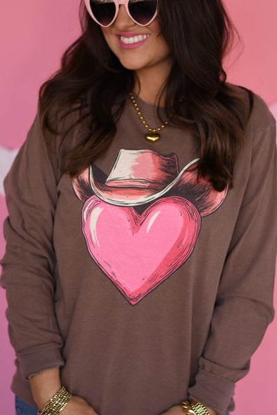 Heart Cowboy Hat Tee/Long Sleeve - Cracked Ginger