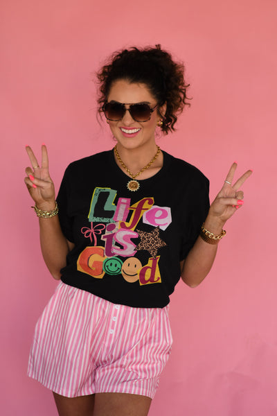 Life Is Good Stickers Tee - Cracked Ginger