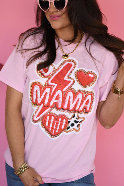 Mama Leopard Bolt & Hearts Tee - Cracked Ginger