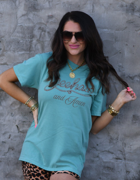 Yeehaw And Amen Tee - Cracked Ginger