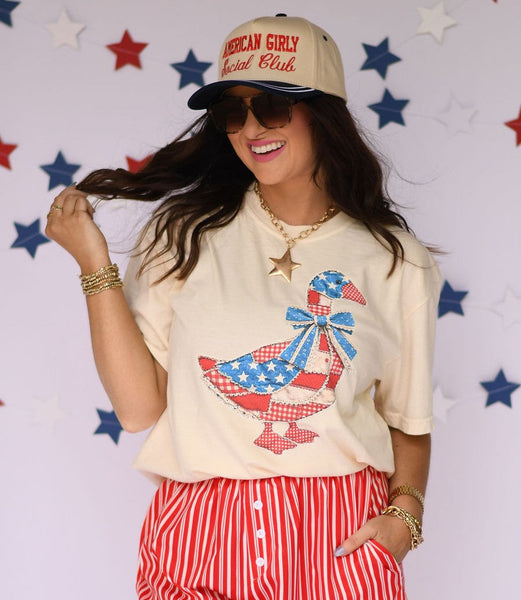 Patriotic Patchwork Goose Tee/Tank - Cracked Ginger