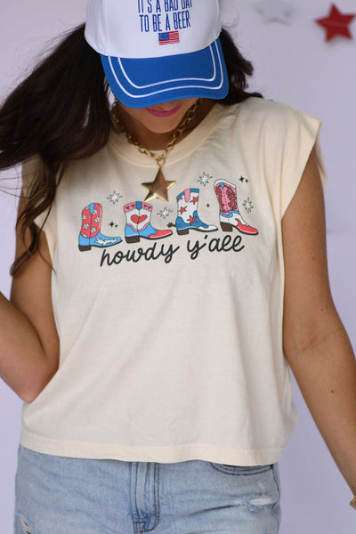 Howdy Y'all Muscle Tank/Tee - Cracked Ginger