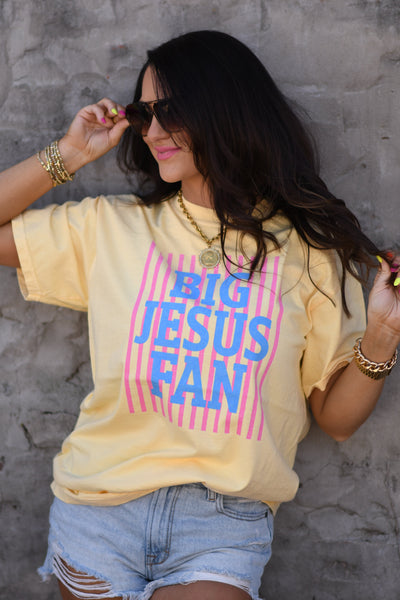 Big Jesus Fan Stripes Tee - Cracked Ginger