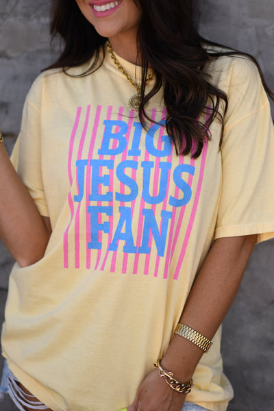 Big Jesus Fan Stripes Tee - Cracked Ginger