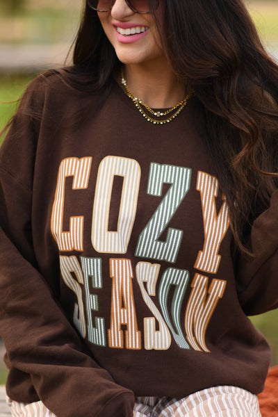 Cozy Season Stripes Sweatshirt - Cracked Ginger