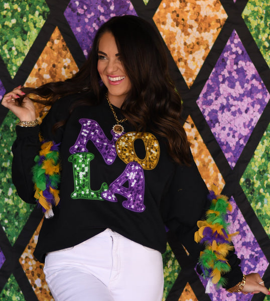 NOLA Faux Sequins Sweatshirt - Cracked Ginger