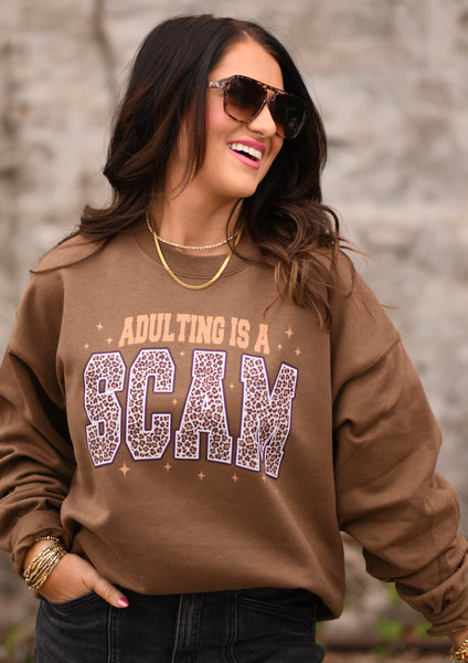Adulting Is A Scam Sweatshirt - Cracked Ginger