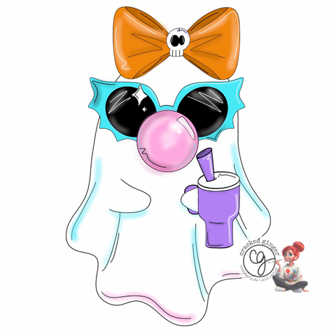 Preppy Ghost Blowing Bubbles Halloween Cutouts and Kits