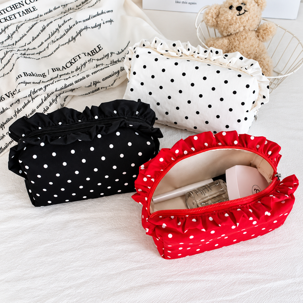Custom Polka Dot Ruffle Zipper Bag *Pre Order* *DEAL DAYS DEAL* - Cracked Ginger