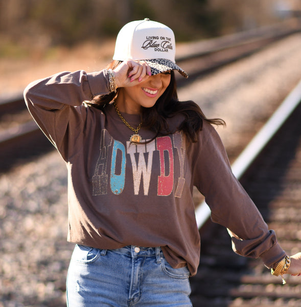 Howdy Gold Shimmer Tee/Long Sleeve - Cracked Ginger