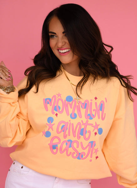 Mommin’ Ain’t Easy Polka Dots Sweatshirt/Tee - Cracked Ginger