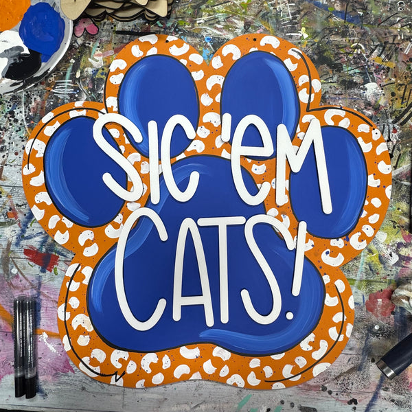 Sic ‘em Cats! Paw Door Hanger