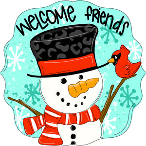 Welcome Friends Snowman and Cardinal Winter Cutouts and Kits