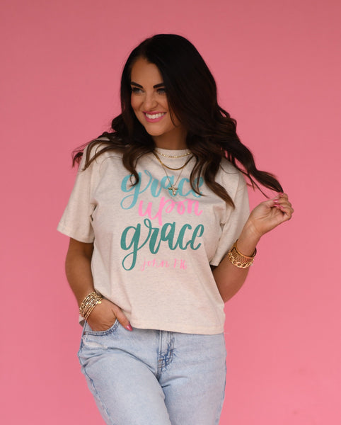 Grace Upon Grace Mock Neck Boxy Crop - Cracked Ginger