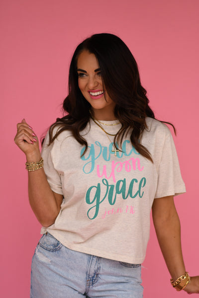 Grace Upon Grace Mock Neck Boxy Crop - Cracked Ginger