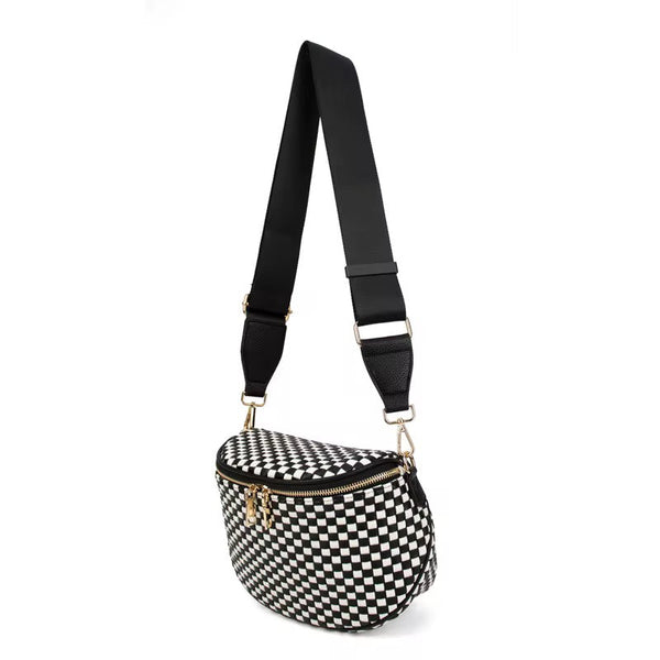 Woven Checkered Crossbody Bag *Pre Order* 22 Colors - Cracked Ginger