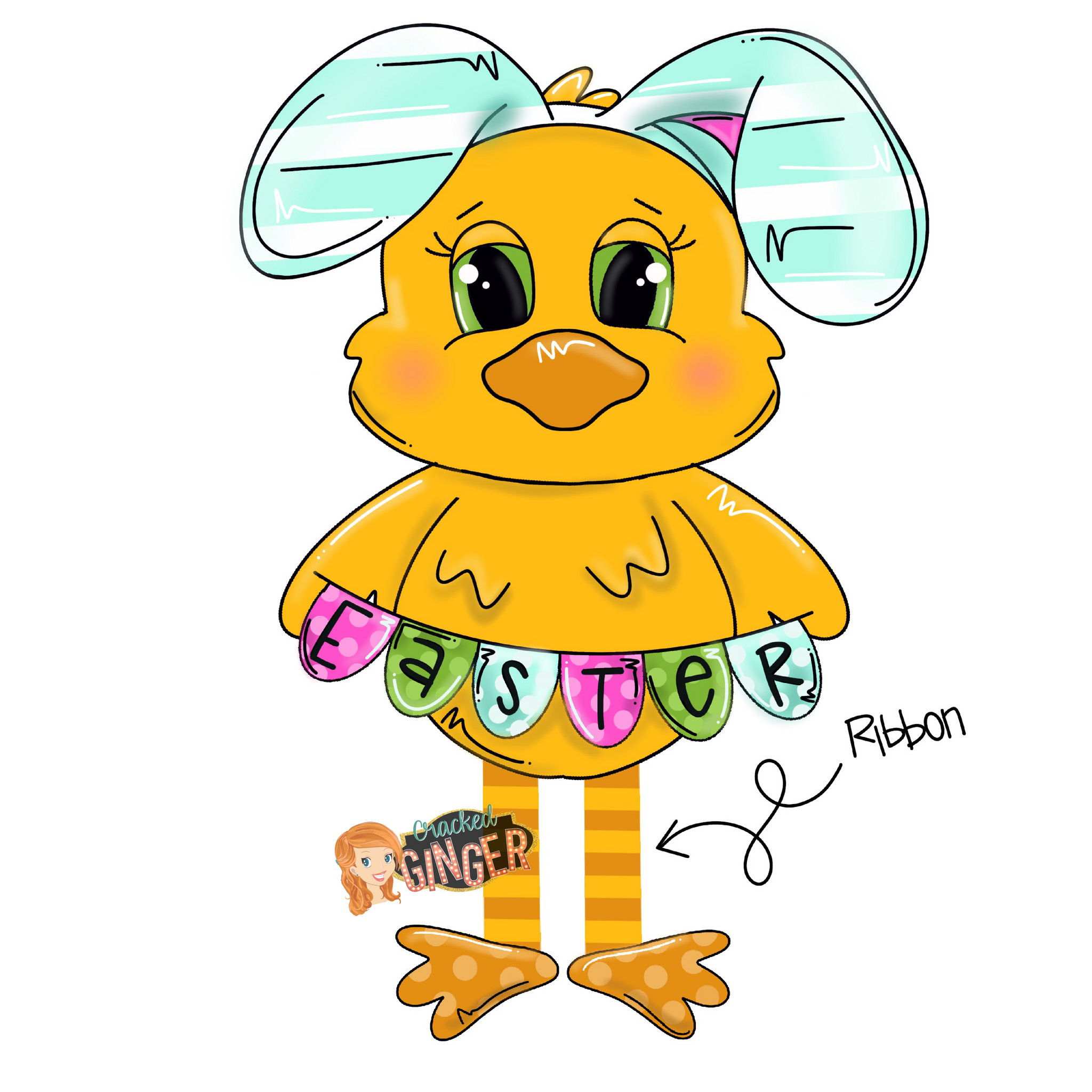 Easter chick with bunny ears Cutouts and Kits