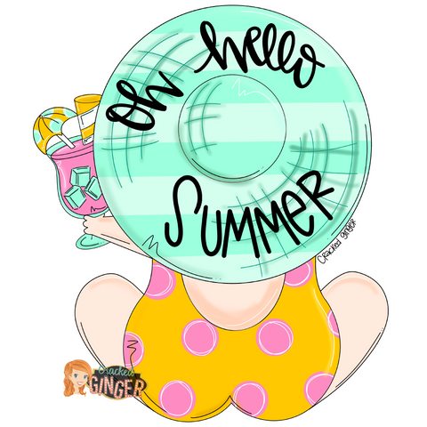 Hello summer sun hat and swimsuit Cutouts and Kits