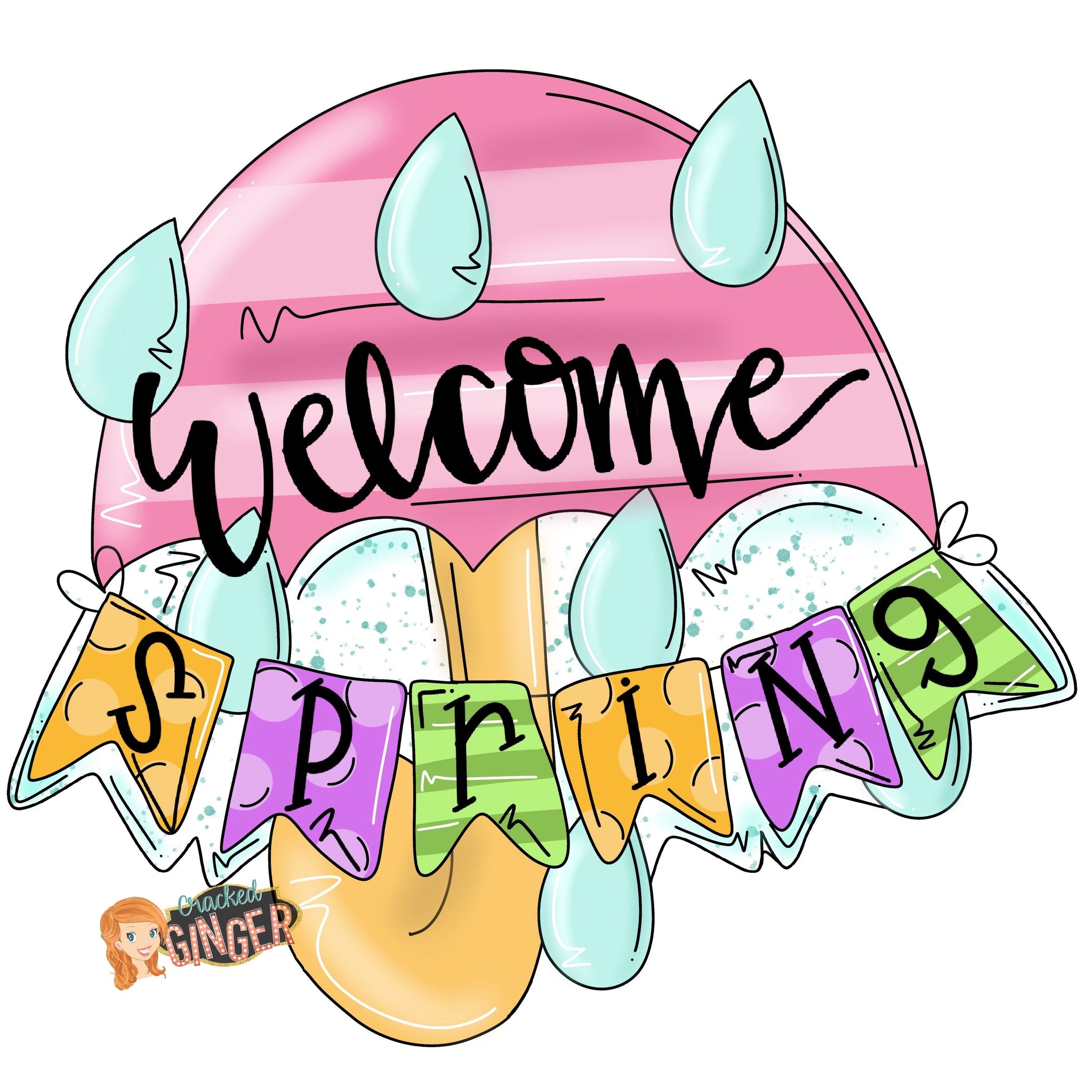 Welcome Spring Rainy Day Umbrella Cutouts and Kits