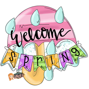 Welcome Spring Rainy Day Umbrella Cutouts and Kits