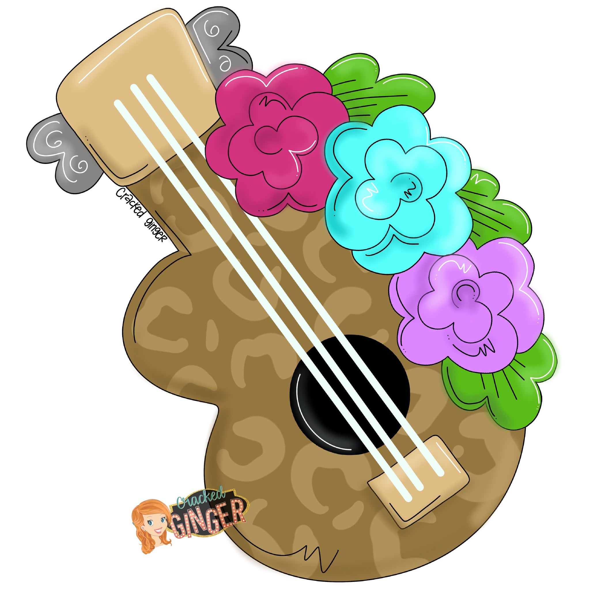 Guitar and flowers Cutouts and Kits