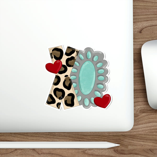 XO Western Leopard print and Concho Die-Cut Stickers