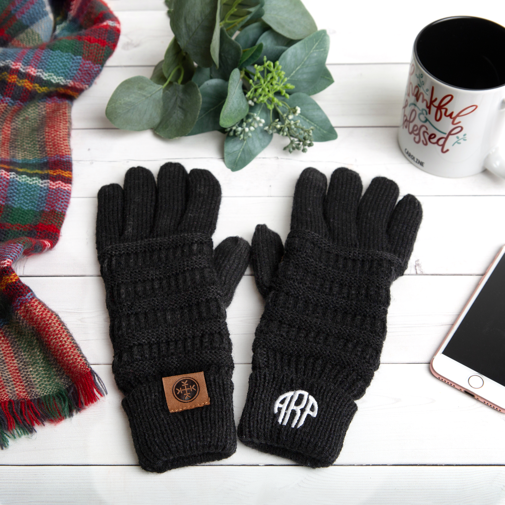Knitted Personalized Gloves with Monogram