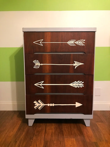 Trendy Boho Arrows and Grey Mid Century Modern Dresser