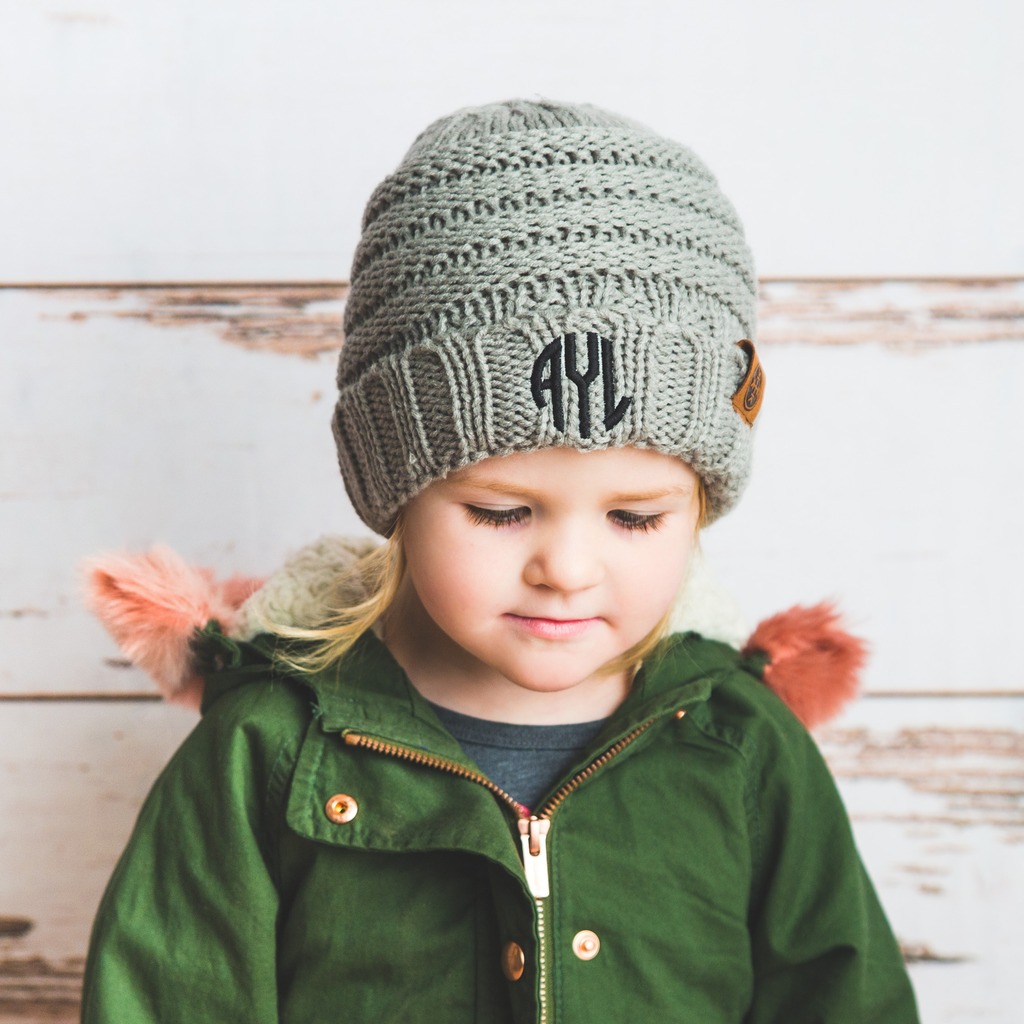 Kids Personalized Monogram Beanie Cracked Ginger