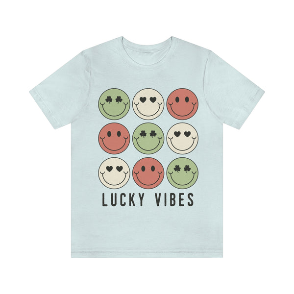 Lucky Vibes St. Patrick's Day Smiley Faces Unisex Jersey Short Sleeve Tee