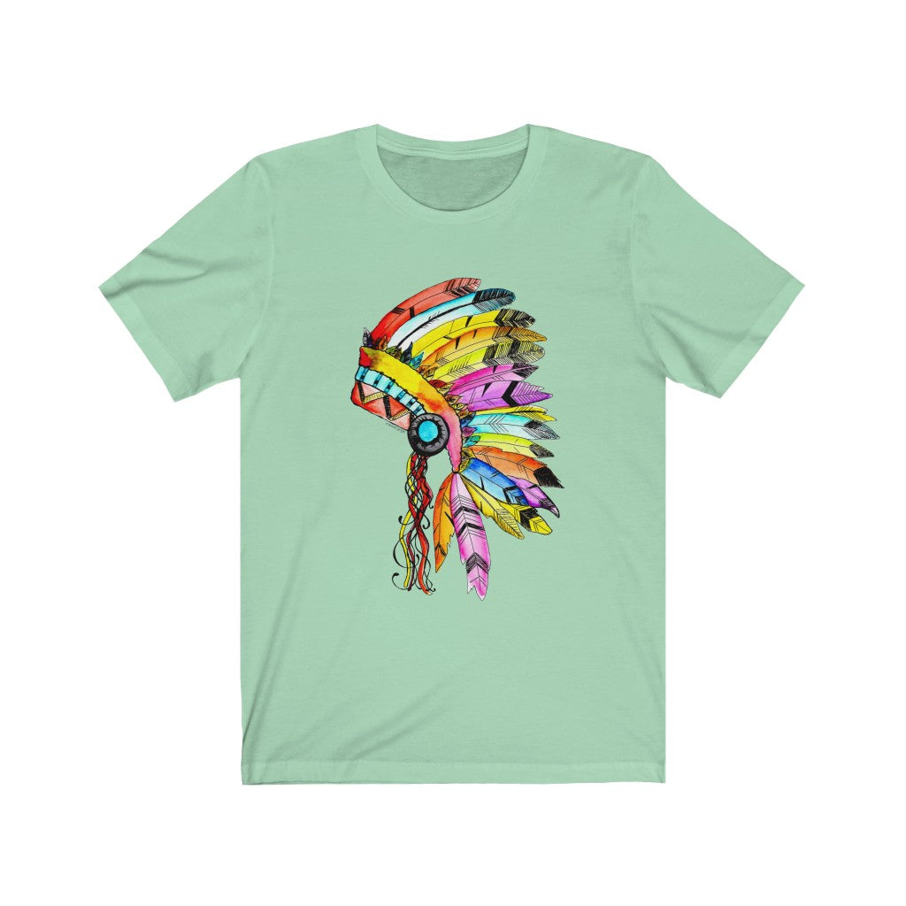 Watercolor Indian Headdress Unisex Jersey Short Sleeve Tee