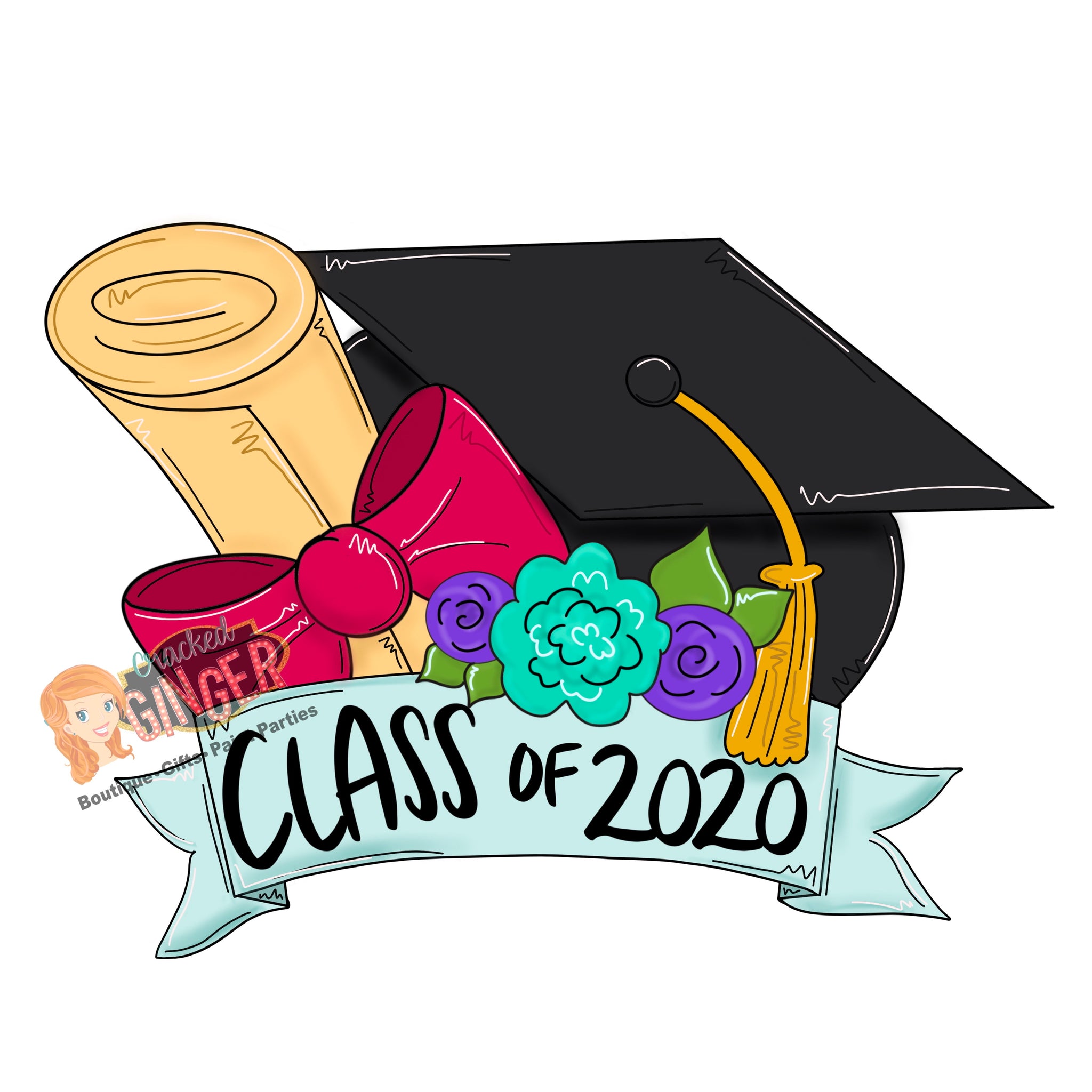 Graduation cap with banner