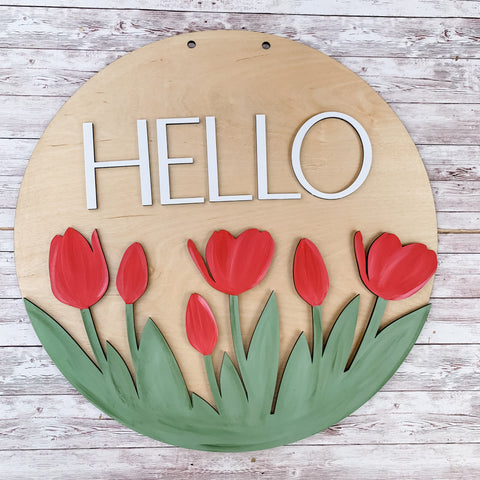 Hello Tulips Door Hanger
