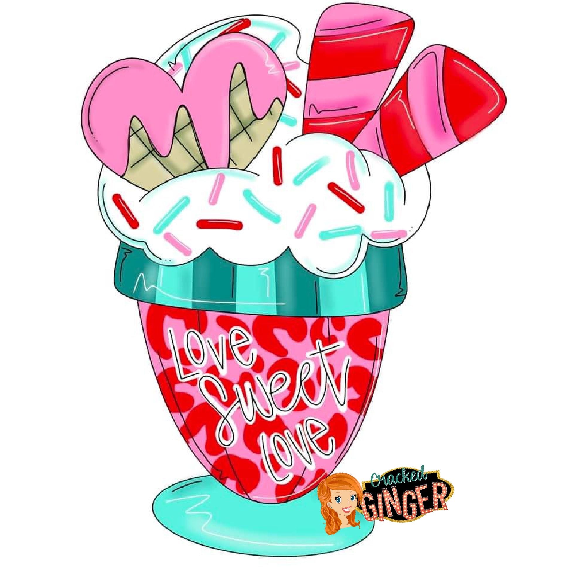Love sweet love Valentine’s Day sundae Cutouts and Kits