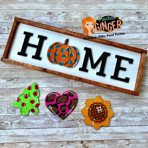 Interchangable Framed HOME sign with 4 shapes