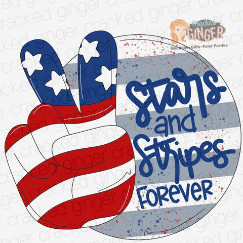 Stars and Stripes Forever America Peace sign Cutout and Kits