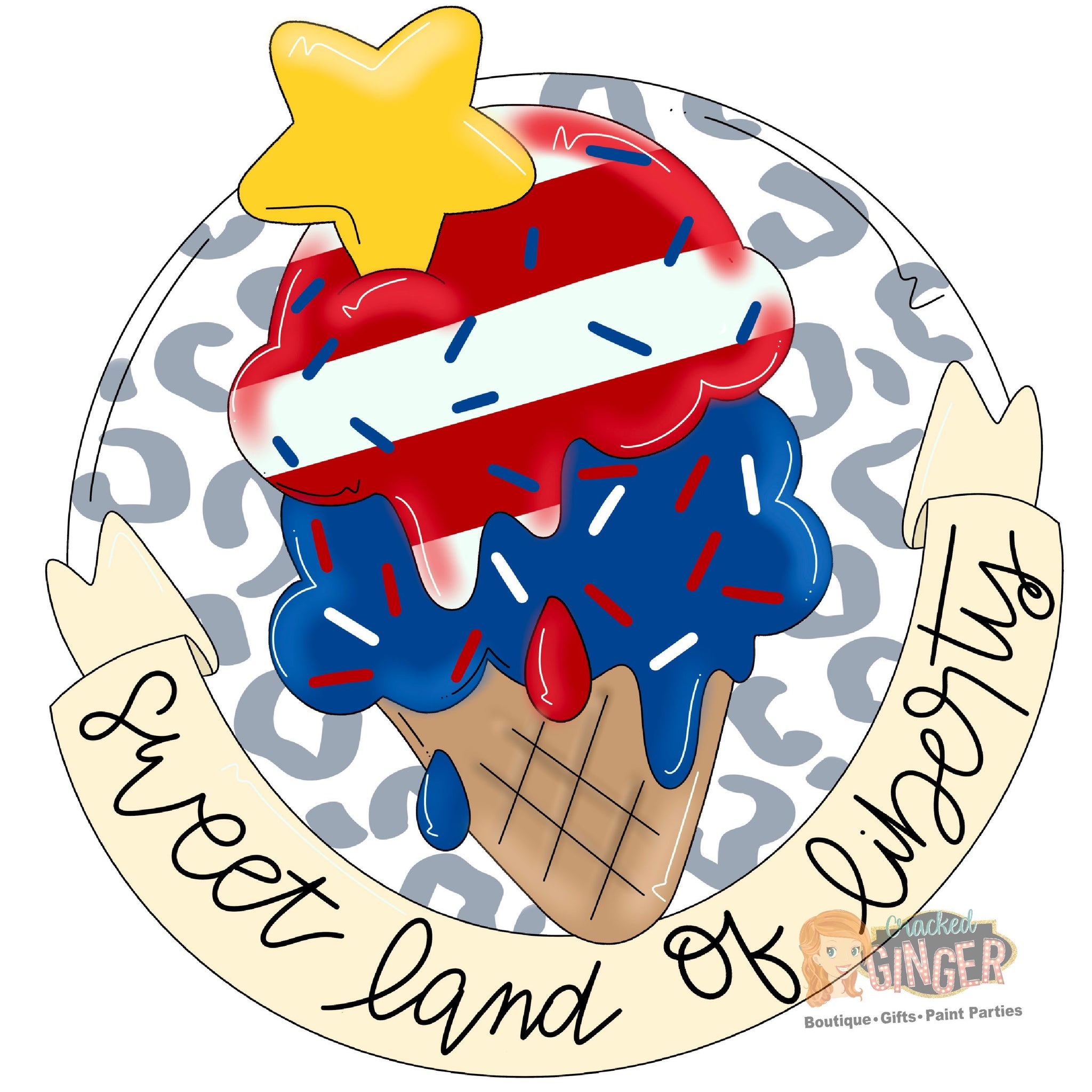 Ice cream sweet land of liberty Template