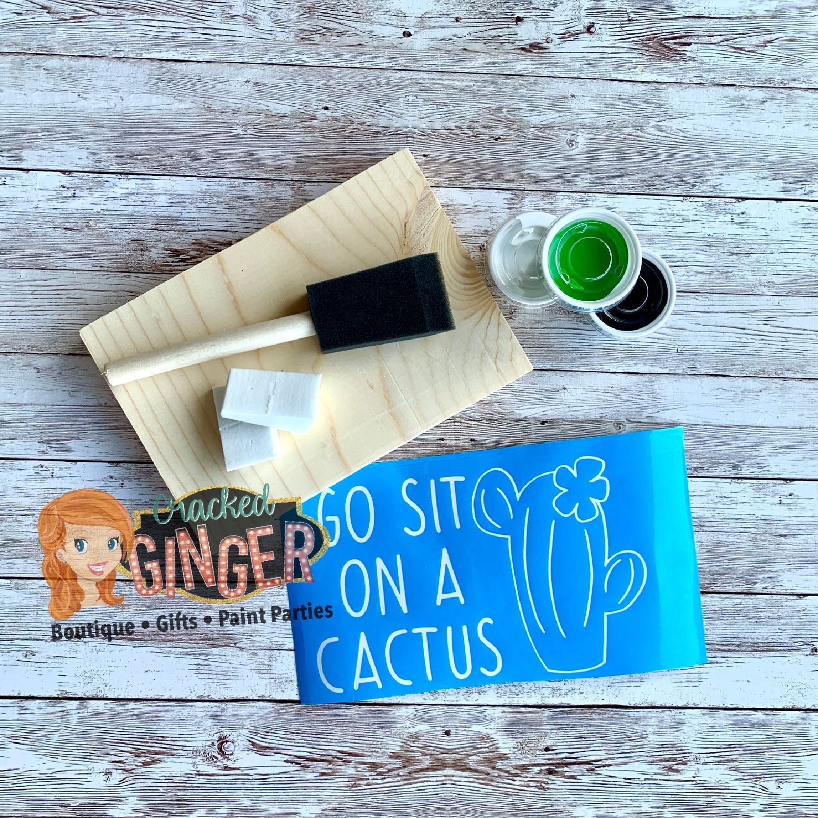 Sit on a cactus stencil sign board paint kit