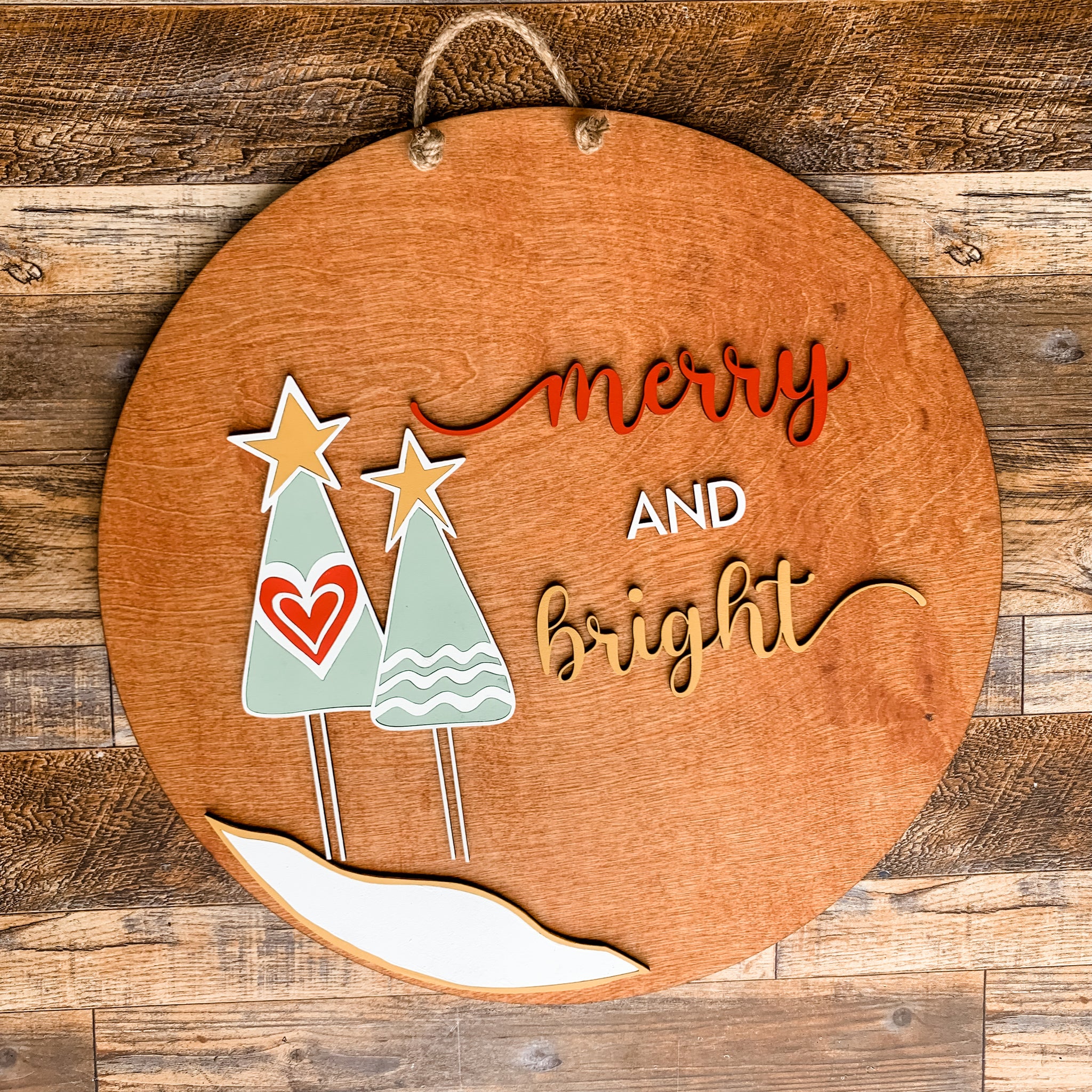 Merry & Bright Christmas Tree sign