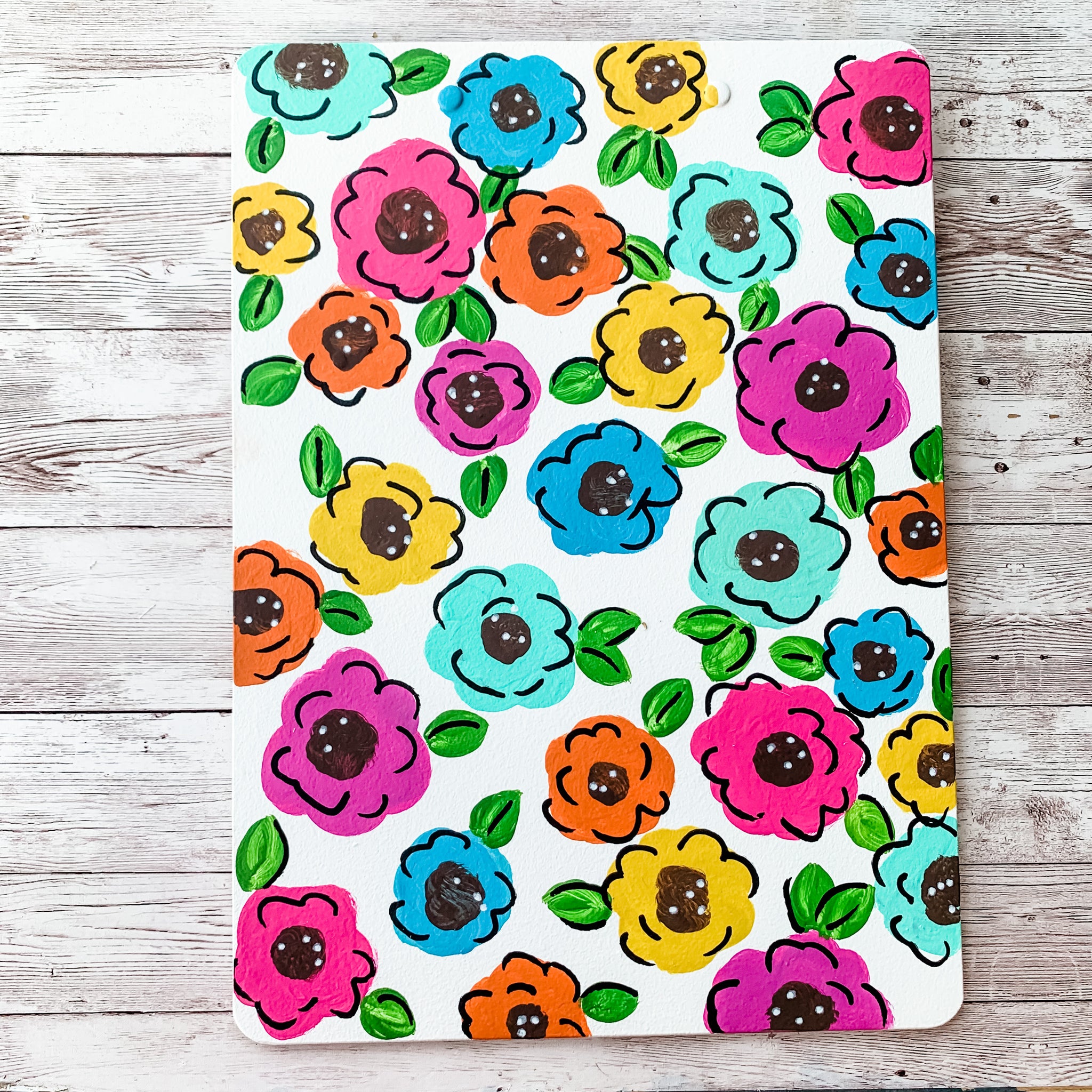 Spring floral white clipboard