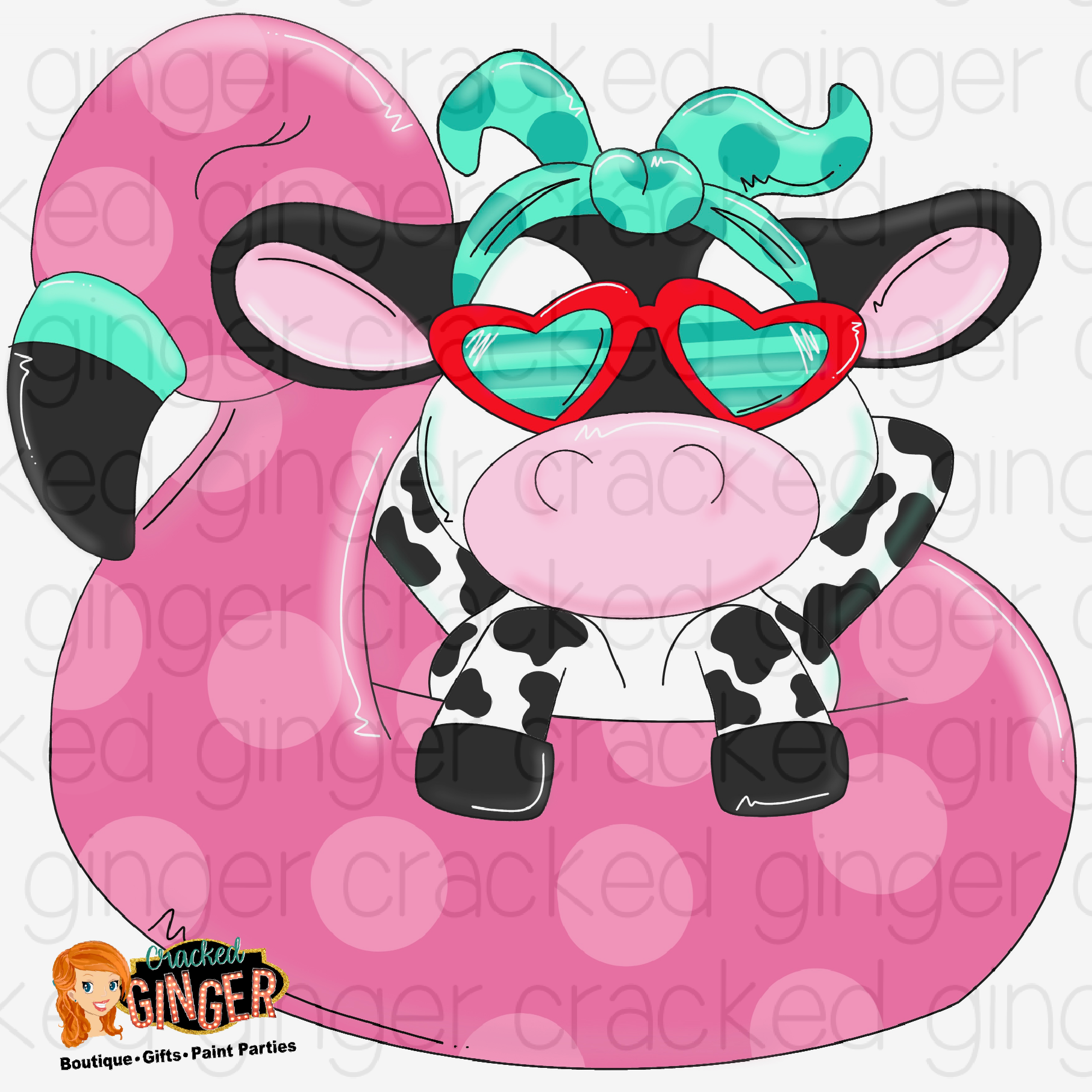 Cow in flamingo tube Cutout and Kits