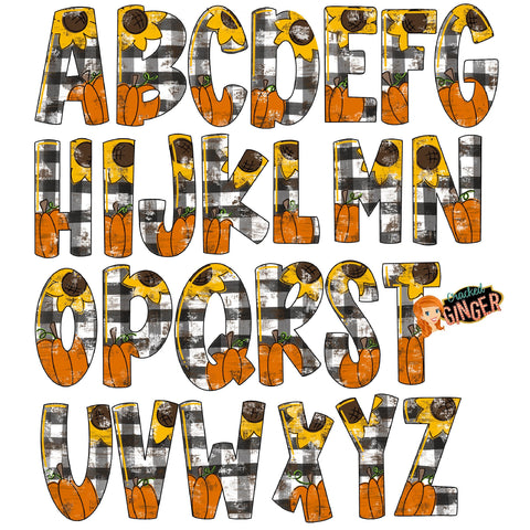 Fall plaid and pumpkins font (per letter) Cutout and Kits