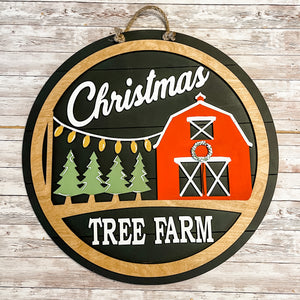 Christmas Tree Farm with Barn door hanger sign