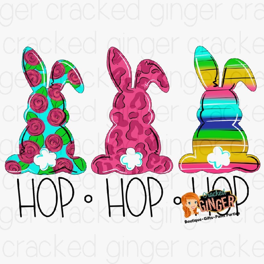 Bunny Trio Hop PNG Sublimation image instant download