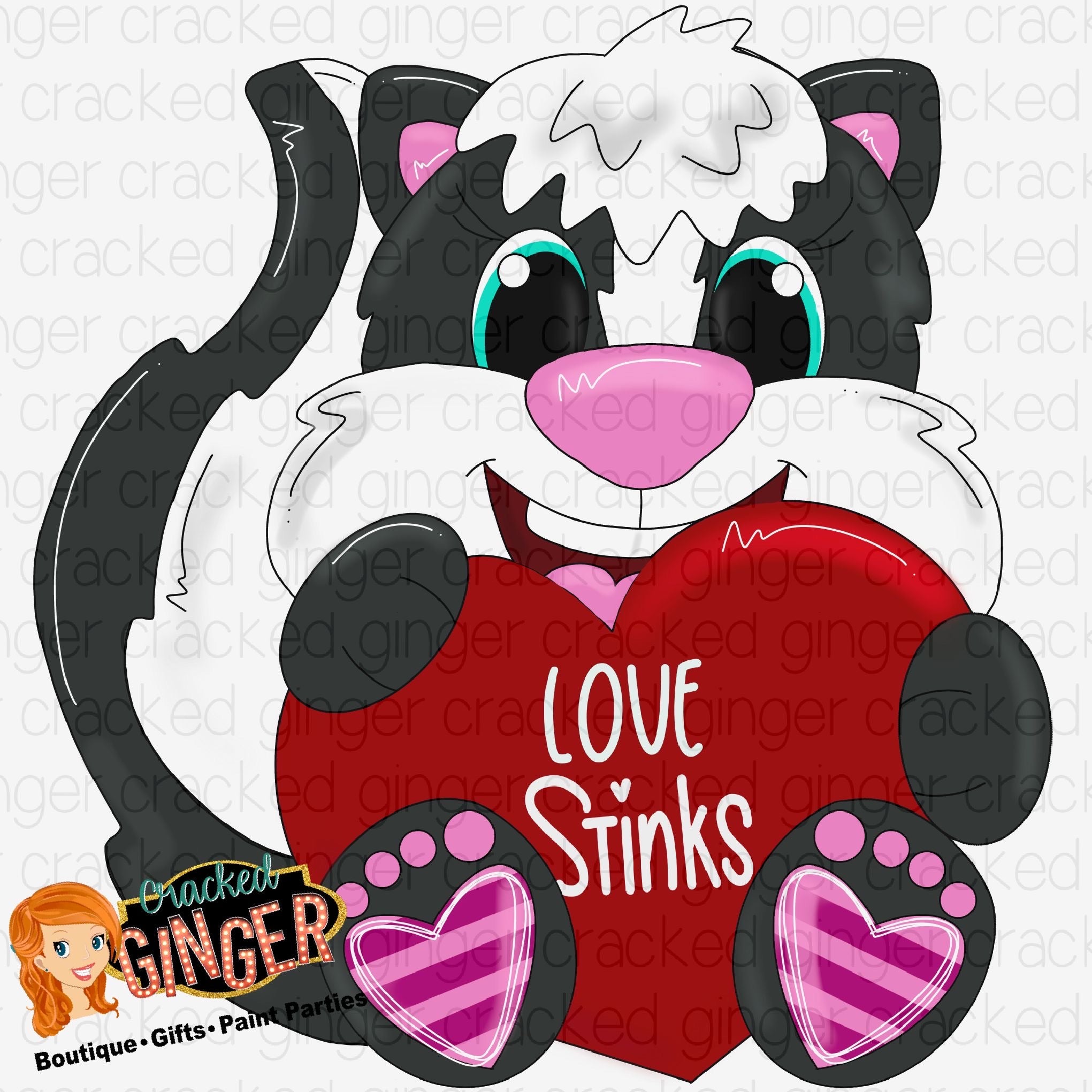 Love Skunk PNG Sublimation image instant download