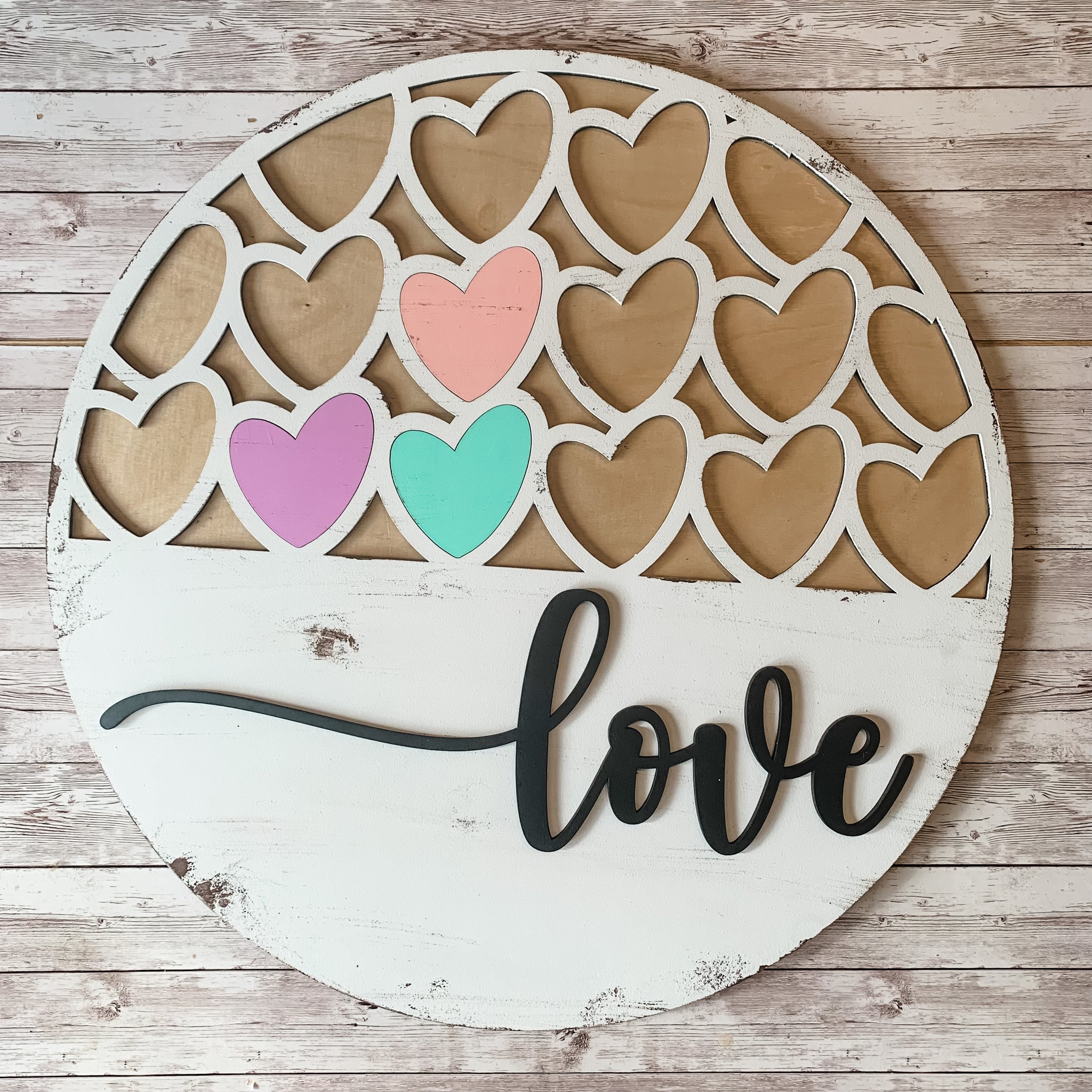Love hearts Valentine’s door hanger sign