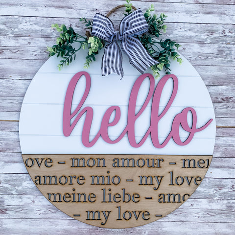 Hello my love languages Valentine’s door hanger sign