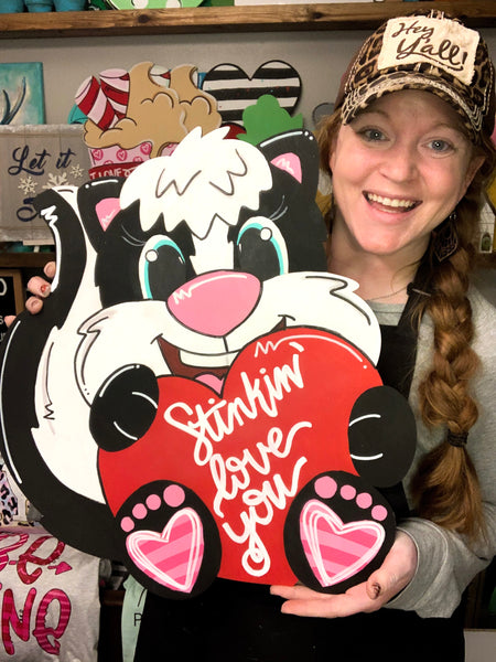 Love Skunk with Heart Valentines Day Template