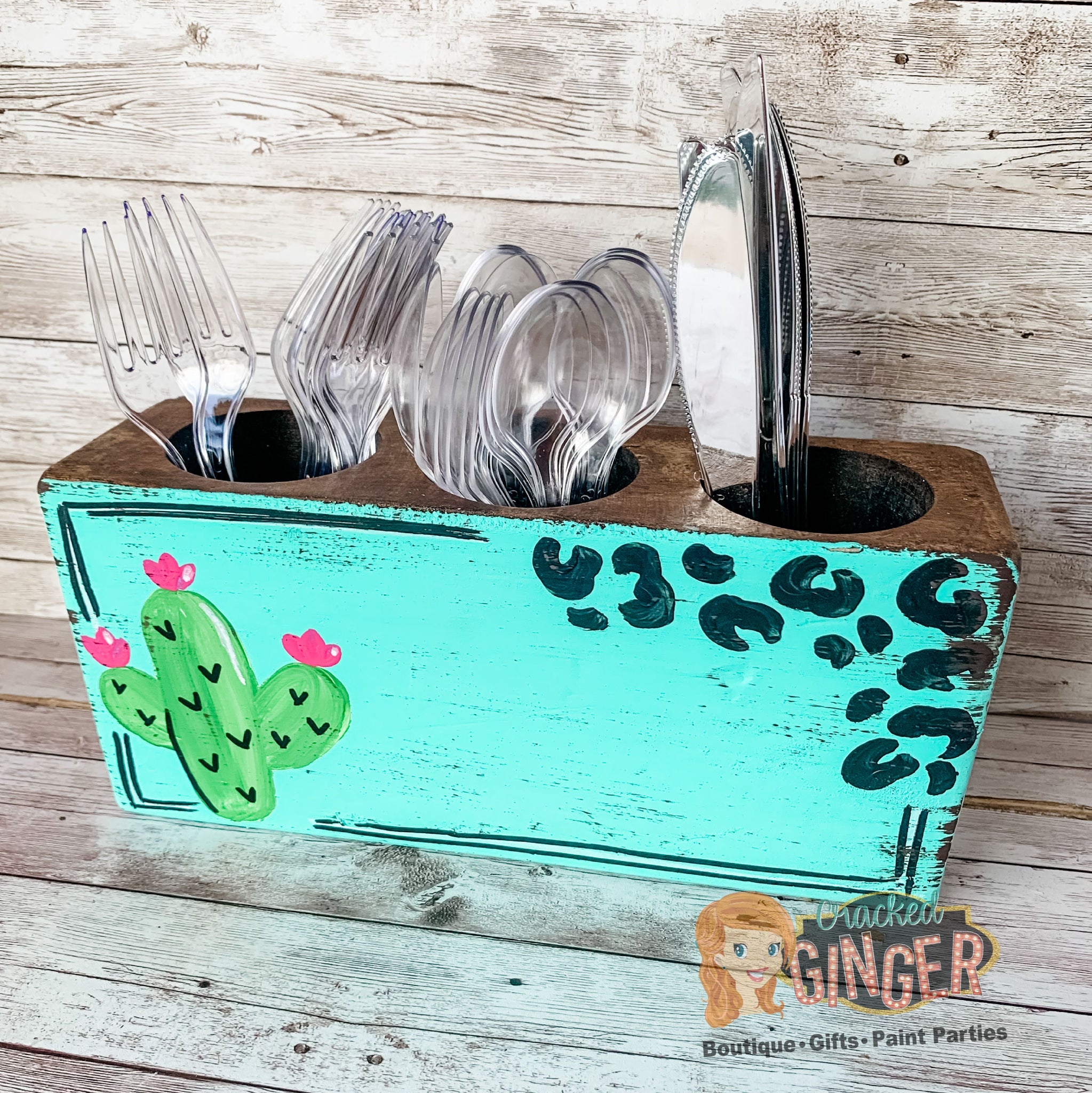 Cactus and leopard print sugar mold utensil party holder