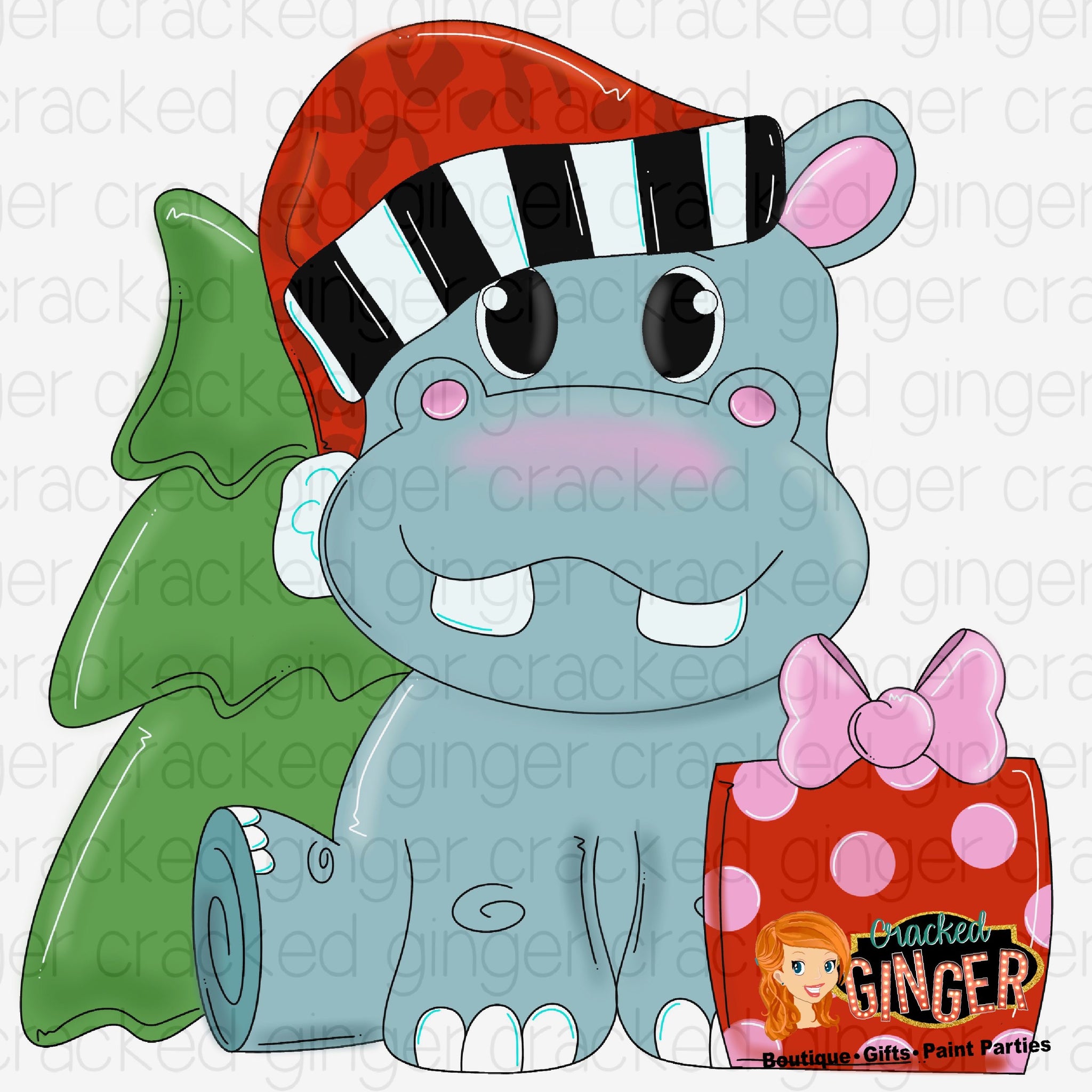 Christmas Hippopotamus Cutout and Kits